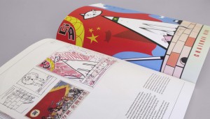 Book design, chairman meow spread of Russell Walkers scribble book.