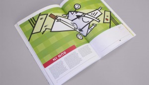 Book design, Run‘m Up, Run‘m Out spread of Russell Walkers scribble book.