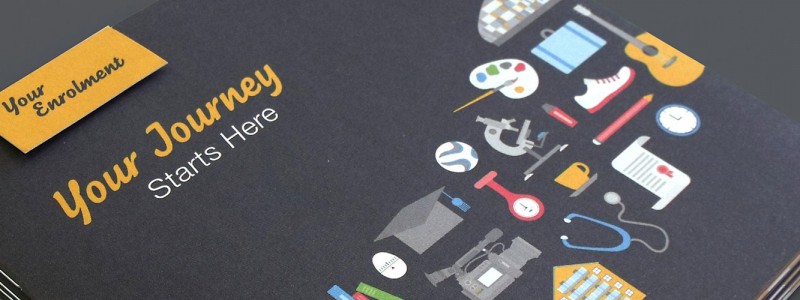 Brochure cover design for University Campus Suffolk.