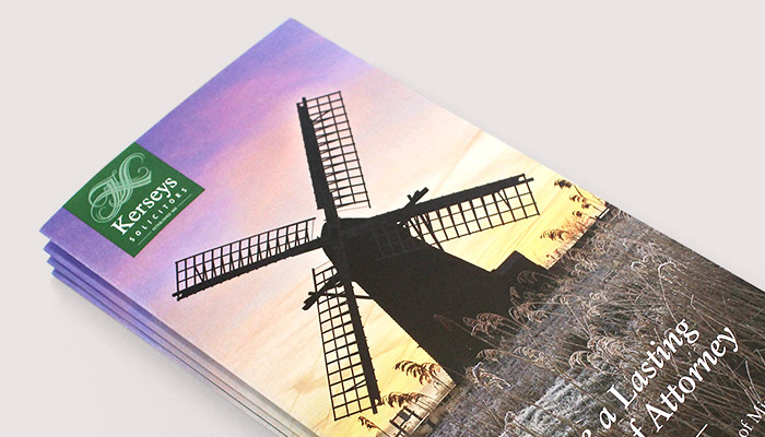 Leaflet design and print for Kerseys Solicitors Lasting Power of Attorney service in Ipswich, Suffolk.