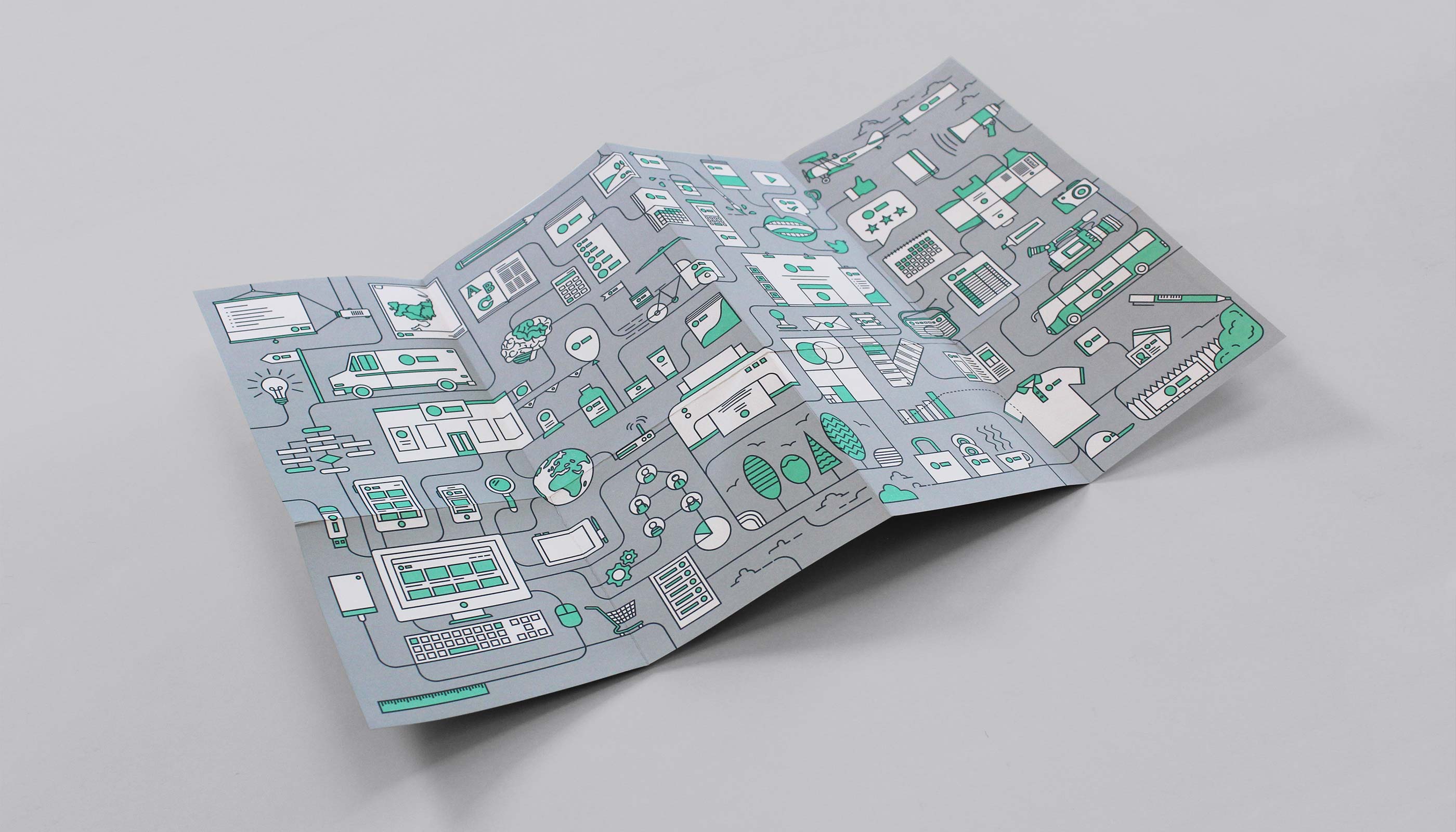 Promotional leaflet design and print for Three&me graphic design agency in Ipswich, Suffolk.