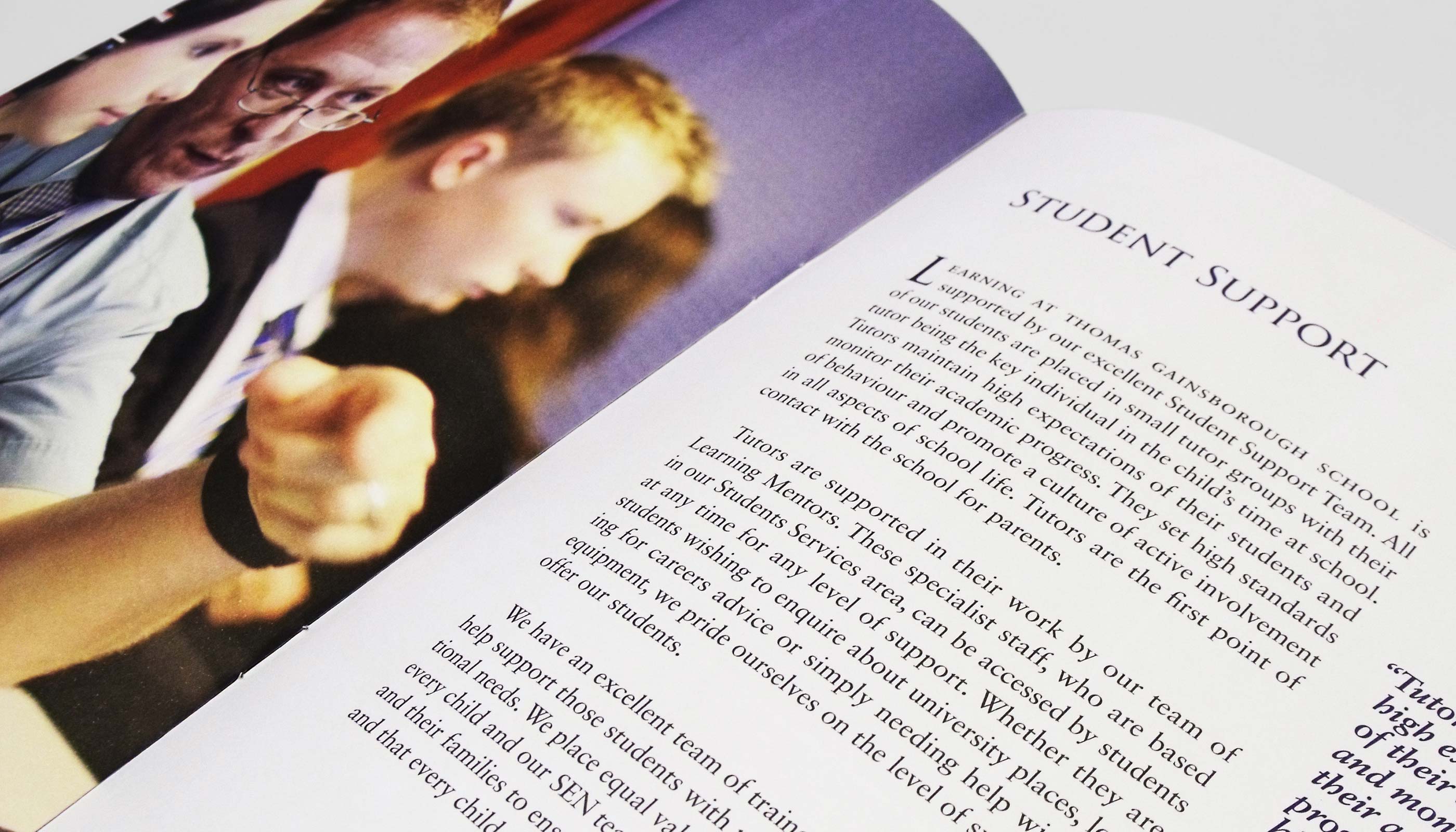 Prospectus design and print for Thomas Gainsborough School in Sudbury, Suffolk.