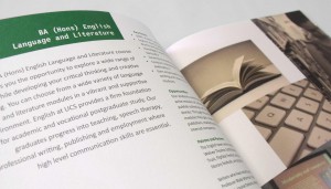 2013 Brochure design for the School of Arts & Humanities at University Campus Suffolk, Ipswich.