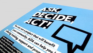 Flyer design for Ask, Decide, Act! in Ipswich, Suffolk.