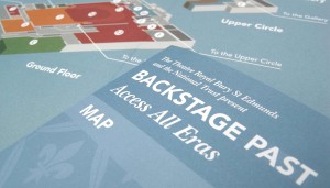 Leaflet and map design for adult tour at Theatre Royal in Bury St Edmunds, Suffolk.