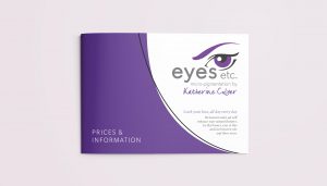 Brochure design & print cover for Eyes Etc in Colchester, Essex.
